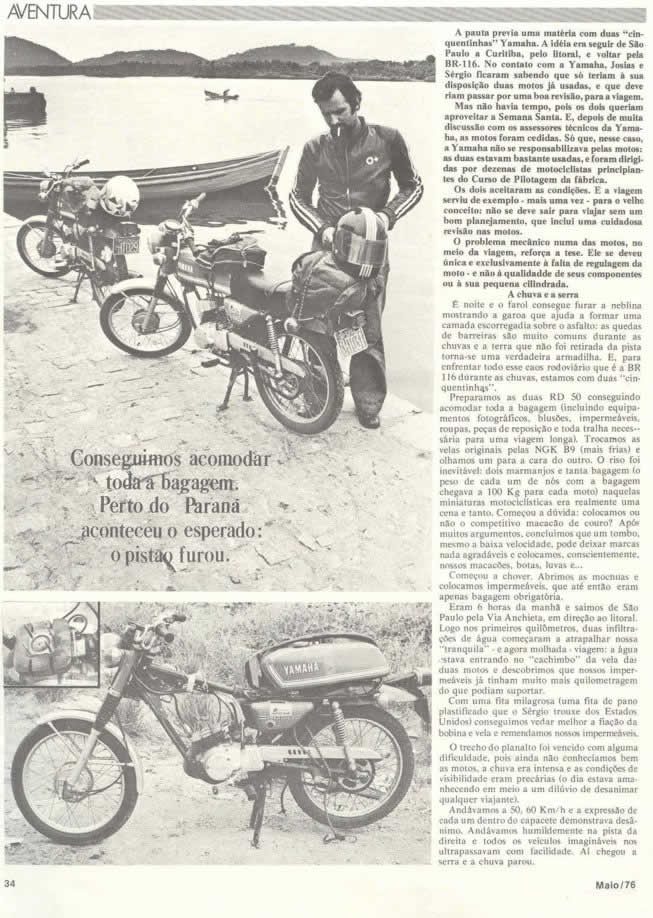 Yamaha RD 50cc Na Estrada 1976